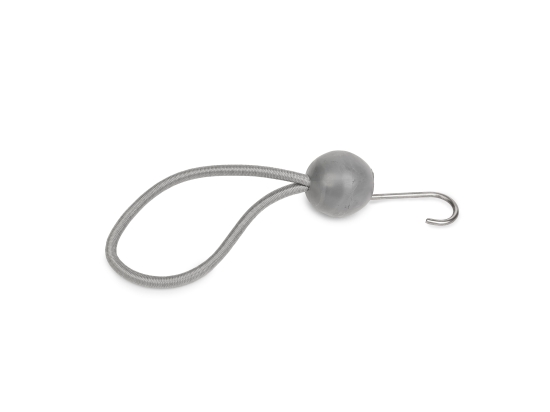 Befestigungsgummibänder für Planen mit Kugel und Haken, grau, 10 cm