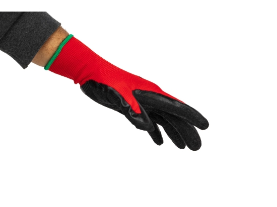 Polex-Schutzhandschuhe für Bau und Landwirtschaft – 12 Paar rot-schwarz, Größe auswählen