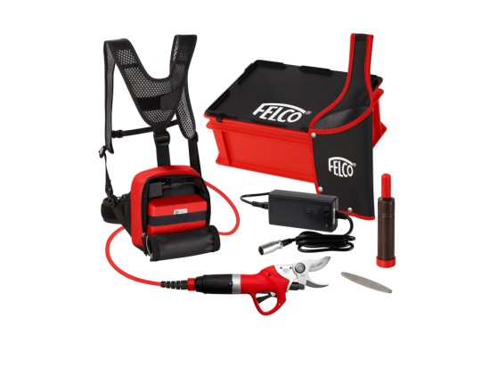 Felco 822+ Super Strong  Elektrische Gartenschere mit Rucksack und Doppelakku